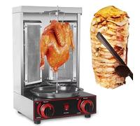 Gas Grill Machine Vertical Kebab Gyro Griller,Adjustable Temperature, Grill Rotating Oven with 2 Burners Meat Roasting Machine for Commercial and Home Use