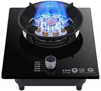 Gas Hob 33cm Built-in Gas Hob , 7.0KW Nine-cavity Firepower Ring Wok Burner, Black Tempered Glass Table-Top Cooking ,NG/LPG Convertible Gas Stove Cooktop Hob With Auto Pulse Ignition For Home Kitc