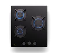 Gas Hob 45 cm 3 Burners Built-in Cooktop Gas Cooker Glass Ceramic Surface Black