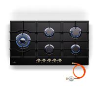 Gas Hob 5 Burners 90 cm Built-in Cooktop Gas Cooker Glass Ceramic Surface 11100W