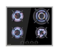 Gas Hob 60 cm 4 Burner Ring Gas Cooker Hob Glass Ceramic Gas Burner Hob Black
