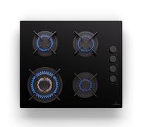 Gas Hob 60 cm 4 Burners Built-in Cooktop Gas Cooker Glass Ceramic Surface Black