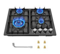 Gas Hob 60cm,Built-in Stainless Steel Gas Hob 4 burners with NG/LPG Conversion Kit,Thermocouple Protection and Easy to Clean