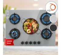 Firetale Gas Hob 5-Burner 70 cm Aluminium Burner Natural Gas/Propane incl. Hose and Pressure Reducer