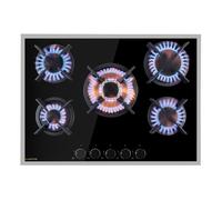 Klarstein Gas Cooker, 5 Burners Gas Hob, 10400W Built In Five Ring Electric Hob, Campervan Cooktops Gas Cookers, Stainless Steel Glass Top Wok Burner, 5 Ring Kitchen Stoves LPG Cooker