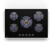 Gas Hob 70 cm 5 Burners Built-in Cooktop Gas Cooker Glass Ceramic Surface Black