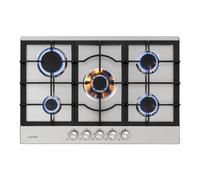 Ignito 5 Zones Gas Hob 5 Flames Burner Stainless Steel Silver