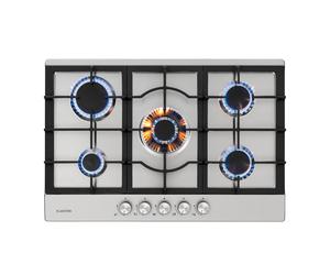 Gas Hob 75 cm 5 Burner Stainless Steel Gas Cooker Hob Gas Burner Hob Metallic