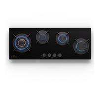 Gas Hob 90 cm 4 Burners Built-in Cooktop Gas Cooker Glass Ceramic Surface Black