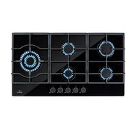 Gas Hob 90 cm 5 Burner Ring Black Glass Ceramic Gas Cooker Hob Gas Burner Hob