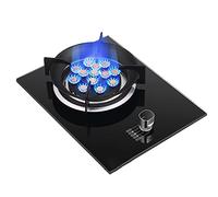 Gas Hob Burner 7.2KW Built-in 1 Burner, 13-chamber Wok Burner, Explosion-proof Black Tempered Glass Panel, Easy to Clean, Suitable for Natural Gas/Propane