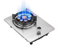 Gas Hob Burner 7.2KW Built-in 1 Burner, 13-chamber Wok Burner, Explosion-proof Black Tempered Glass Panel, Easy to Clean, Suitable for Natural Gas/Propane