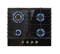 Victoria, 4-Zone Gas Hob, 4-Burner, Glass Ceramic, Black