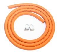Gas Hose 1.8 Metres High Pressure & Pair Hose Clips BBQ Barbecue Camping Caravan
