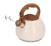 Gas Kettle with Whistle Fast Boil,3l Large Capacity Home Stainless Steel Whistle for Stove Top,Enamel Stovetop Whistling Kettle for Gas Hob,Kitchen Teapot with Wood Handle Camping