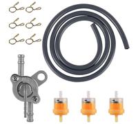 Gas Line Hose Kit, Including 4.5mm ID Fuel Line Pipe, 3 Fuel Filters, 6 Hose Clamps Spring, Inline Shut Off Valve Petcock Fuel for 50cc 70cc 90cc 110cc 125cc 150cc Taotao Coolster Machines Motorcycle