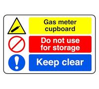 Gas Meter Cupboard Do Not Use For Storage keep Clear - safety sign - 1.2mm Rigid plastic for indoor/outdoor usage (600mm x 400mm) Viewing Distance within 20m.