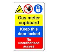 Gas Meter Cupboard keep This Door Locked No Unauthorised Access - safety sign - 1.2mm Rigid plastic for indoor/outdoor usage (600mm x 400mm) Viewing Distance within 20m.