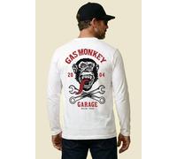 Gas Monkey Garage Men's Cross Spanners Long Sleeve T-Shirt in White | Size: Large Gas Monkey Garage White L