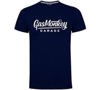 Gas Monkey Garage T-Shirt Large Script Logo Blue-S