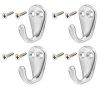 Gas N Pow3r x4 Polished Aluminium Single Coat Hook for Clothes, Hats, Robes, Bath Towels, Kitchen Bathroom Accessory Supplied with Screws 30 x 36 mm