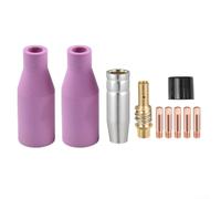 Gas Nozzles, Collets & Lenses for MIG Welding, 10-Piece Set with 1.0 mm Copper Tips, Compatible with AK15/MB-15 Burners, Industrial Duty, Welders & Fabricators
