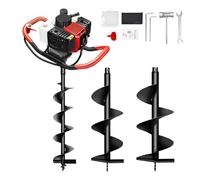 Gas Powered Auger Post Hole Digger, 4 Stroke Earth Borer with 3 Drill Bits for Farm and Garden Planting