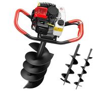 Gas Powered Auger Post Hole Digger with 3 Earth Drill Bits for Fence Garden Farm Plant Soil Tree, Portable Petrol Piledriver
