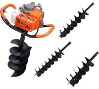 Gas Powered Earth Auger, 198CC 5200W Back Hole Excavator with 3 Drill Bits for Easy Planting and Digging Holes