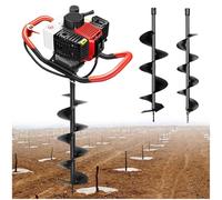 Gas Powered Earth Auger with 3 Drill Bits for Fence Posts and Garden Soil Drilling