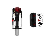 Gas Powered Post Driver 4 Stroke Petrol Fence Post Rammer Pile Driver Jack Hammer for T Posts, Picket Fencing, Farm & Construction with 4 Adapter Attachments, Carry Case & Tool Kit Bundle