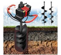 Gas Powered Post Hole Digger - Earth Auger Borer with 3 Drill Bits, 4 Stroke Gasoline Ground Drill for Farm Garden Planting