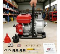 Gas Powered Water Pump, 4 Stroke Trash Pump with Filter and Funnel, 30m Max Lift, Gasoline Engine Water Pump for Garden Pool Pond Irrigation