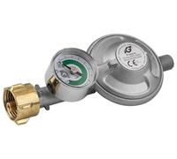 Gas Pressure Regulator with Pressure Gauge Perfect for Gas Grill DRF 428 - Pressure Regulator for 5 kg and 11 kg Propane Gas Cylinders with KLF Connection (G.12), 50 mbar Output Pressure, According to