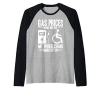Gas Prices Make me Use My Wheelchair more often Funny PWD Raglan Baseball Tee