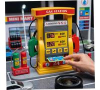 Gas Pump Station Toy for Kids, 7inch Simulation Mini Gas Station with Fire Extinguishers & Card, Educational Fun Pretend Play Toy for Girls Boys (Style 1)