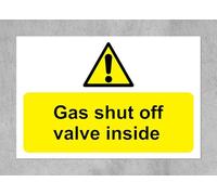 Gas shut off valve inside safety sign - Self adhesive sticker (200mm x 150mm)