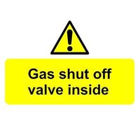 Gas shut off valve inside safety sign - Self adhesive sticker (300mm x 200mm)