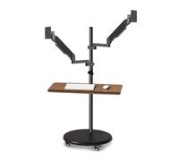 Gas Spring Dual Screen Mount Adjustable Height Rolling Floor Stand for 14"-43" Displays Includes Keyboard Tray Ergonomic Design for Home Office