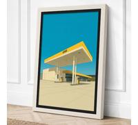 Gas Station Retro Canvas Wall Art Print 36x24 Inch (91 x 61 cm)