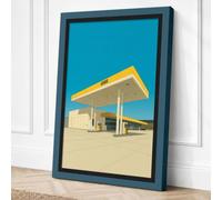 Gas Station Retro Canvas Wall Art Print 36x24 Inch (91 x 61 cm)