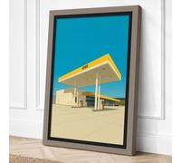 Gas Station Retro Canvas Wall Art Print 36x24 Inch (91 x 61 cm)
