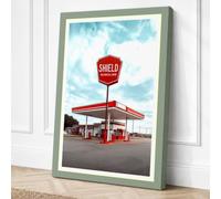 Gas Station Vintage Canvas Wall Art Print 30x20 Inch