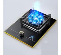 Gas Stove 1 Burner, 5.2kW - 9 Cavity High Fire Timer Function, Tempered Glass Freestanding Stove Camping Outdoor, With Flameout Protection For Home Kitchen(Black,LPG)