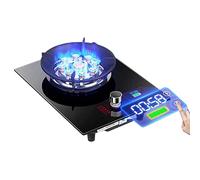 Gas Stove 1 Burner, 5.2KW 9 Chambers Timed High Flame, Black Tempered Glass Cast Iron Pot Stand, Flame Out Protection, Freestanding Stove Camping Outdoor (Size : LPG)