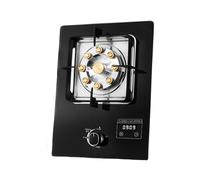 Gas Stove 1 Burner, 5.2KW 9 Hole Direct Injection High Fire Timer, Black Tempered Glass Cast Iron Pot Holder, Suitable For Home Kitchen With Flameout Protection(LPG)
