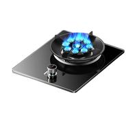 Gas Stove 1 Burner,5.2W 9-cavity High-fire Frying Pan,Tempered Glass Cast Iron Pot Rack,Gas/LP Gas Conversion Stove,with Flameout Protection,for Home Kitchen(LPG)