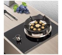 Gas Stove 1 Burner, 7.0KW 9-hole Direct Injection Concentrated Fire, Black Tempered Glass Cast Iron Pot Holder, Suitable For Home Kitchen With Flameout Protection(LPG)