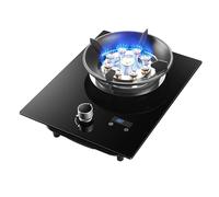 Gas Stove 1 Burner, 7.2KW 9 Cavity High Fire 180 Minute Timer, Tempered Glass Cast Iron Pot Holder, With Flameout Protection, Suitable for Home Kitchen(LPG)