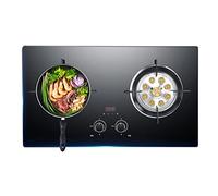 Gas Stove 2 Burner, 9 Cavity Tall Flame Cast Iron Pot Brackets, Bilateral Timing, Suitable For The Cable Independent Stove, Stainless Steel Automatic Ignition Whirlwind Energy Saving Energy Extinguish